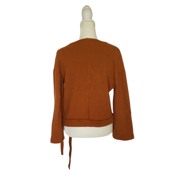 Madewell Texture and Thread Brown Cedar faux wrap top - Picture 4 of 6